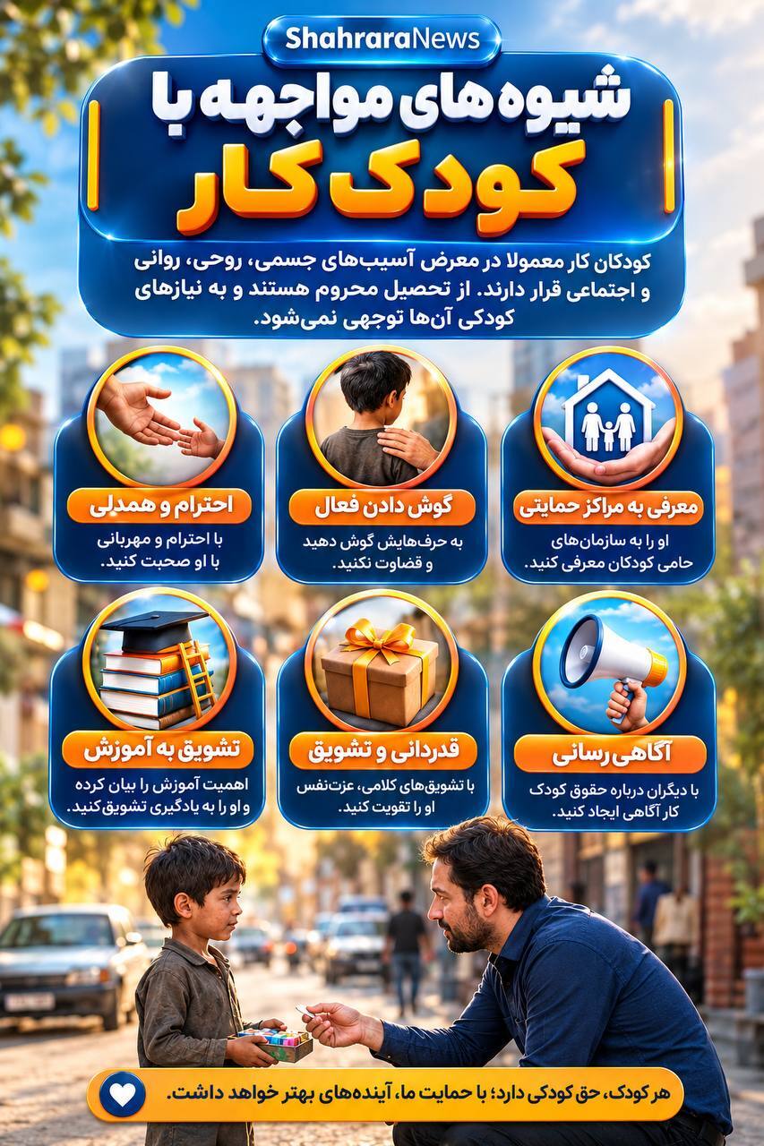 اینفوگرافی| شیوه‌های با مواجهه با کودک کار
