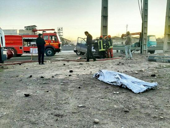 برخورد مرگبار سواری پراید با تیر برق فشار قوی