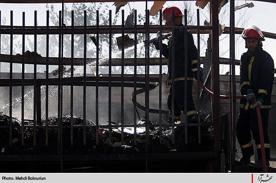 حريق در بازار گل فتح آباد