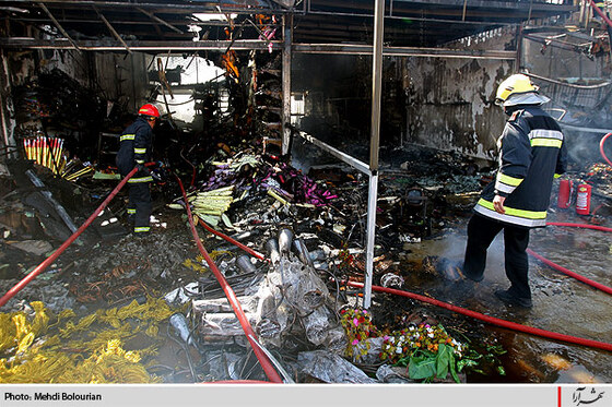 حريق در بازار گل فتح آباد