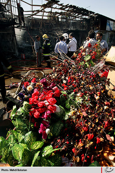 حريق در بازار گل فتح آباد
