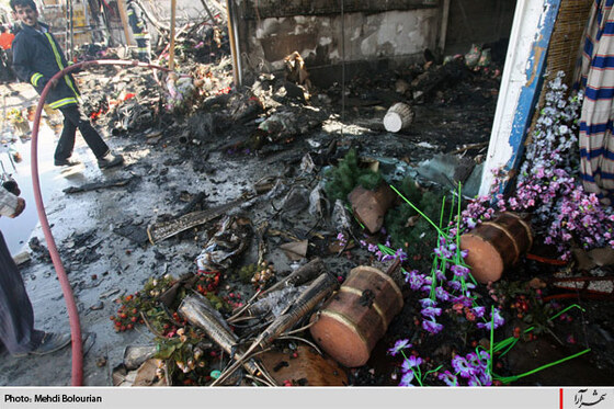 حريق در بازار گل فتح آباد