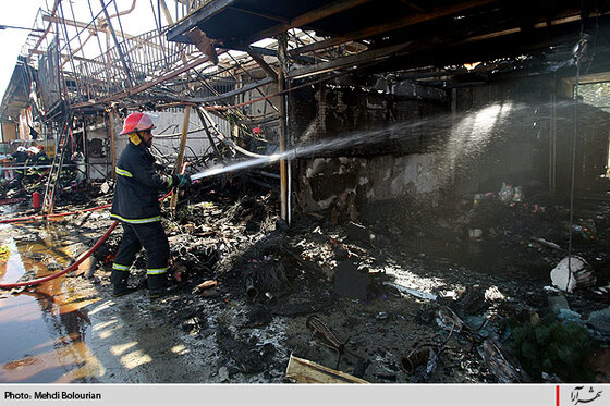 حريق در بازار گل فتح آباد