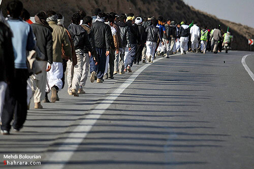  زائران پياده  امام رضا (ع) در راه مشهد