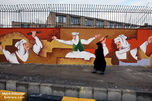 رونمايي از بزرگترين نقاشي ديواري مشهد