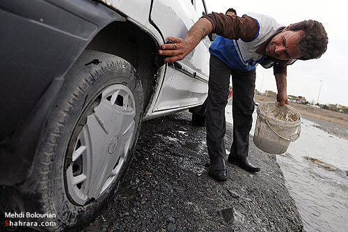 كارواش طبيعي در بستر رودخانه