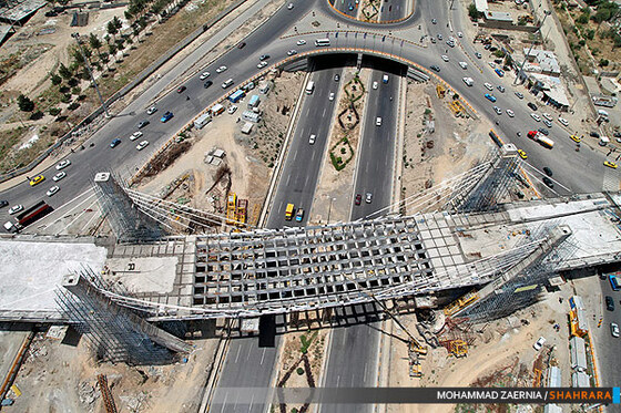 تصویر هوایی تقاطع غیرهمسطح و میدان امام حسین (ع)