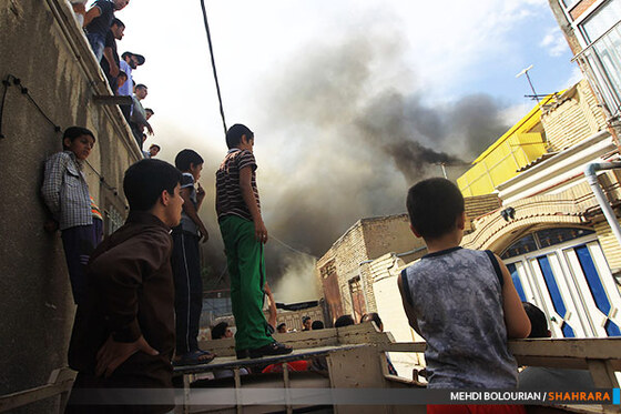 آتش سوزی گسترده کاروانسرای شاهرودی ها