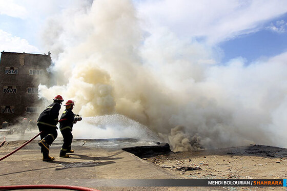 آتش سوزی گسترده کاروانسرای شاهرودی ها