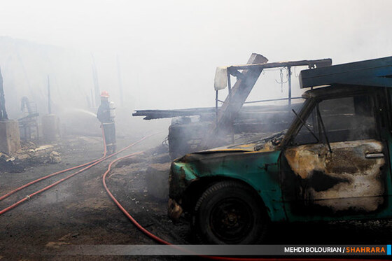 آتش سوزی گسترده کاروانسرای شاهرودی ها