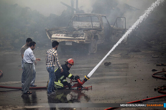 آتش سوزی گسترده کاروانسرای شاهرودی ها