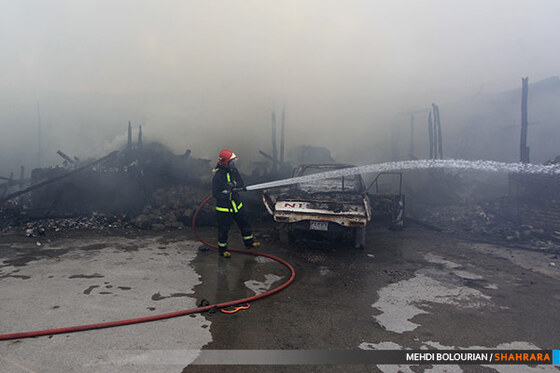 آتش سوزی گسترده کاروانسرای شاهرودی ها