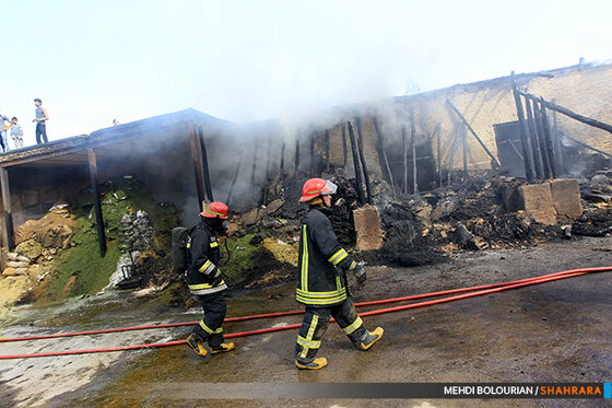آتش سوزی گسترده کاروانسرای شاهرودی ها