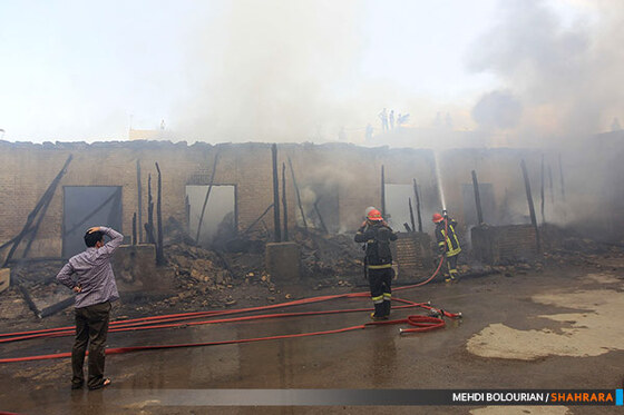 آتش سوزی گسترده کاروانسرای شاهرودی ها