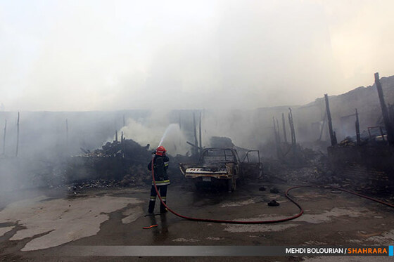 آتش سوزی گسترده کاروانسرای شاهرودی ها