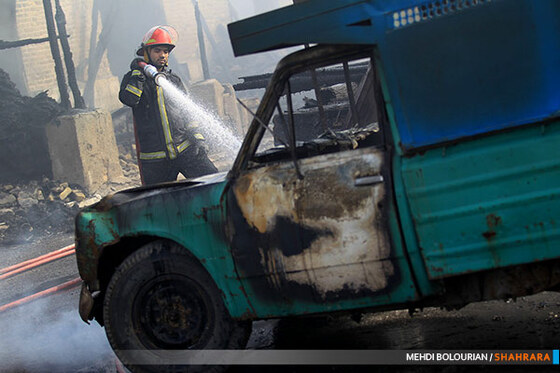 آتش سوزی گسترده کاروانسرای شاهرودی ها