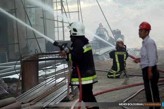 آتش سوزی در ساختمان در حال ساخت