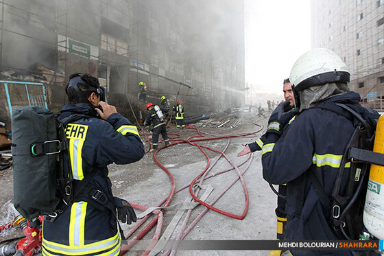 آتش سوزی در ساختمان در حال ساخت