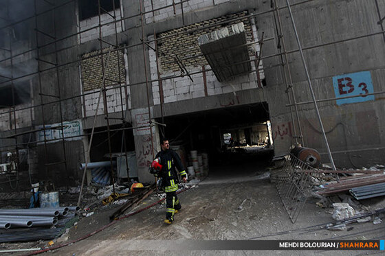 آتش سوزی در ساختمان در حال ساخت