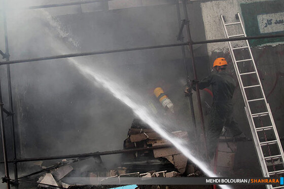 آتش سوزی در ساختمان در حال ساخت