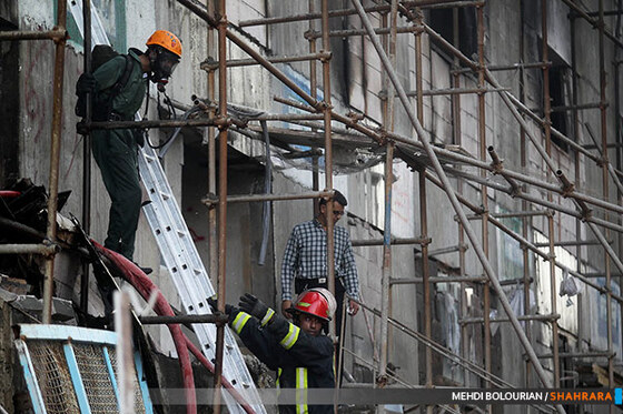 آتش سوزی در ساختمان در حال ساخت