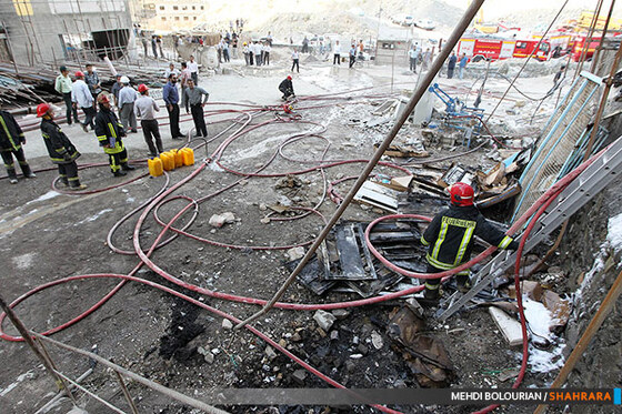 آتش سوزی در ساختمان در حال ساخت