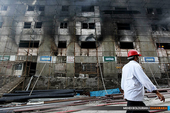 آتش سوزی در ساختمان در حال ساخت