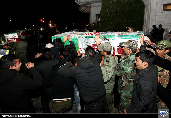 استقبال از پیکر شهدای سراوان در فرودگاه بین المللی شهید هاشمی نژاد