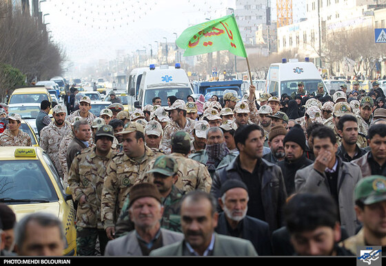 تشییع پیکر شهید محمود سراب‌قوچانی جانباز 70 درصد دفاع مقدس
