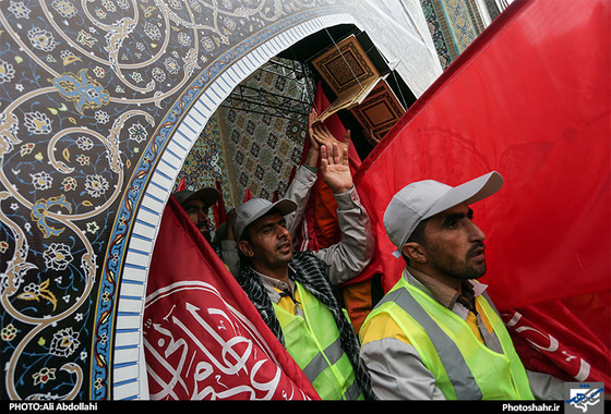 آیین بدرقه زائران و خادمان اربعین حسینی مشهد حرم امام رضا (ع) علی عبدالهی شهرارا