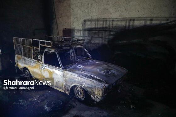 گزارش تصویری | وقوع آتش‌سوزی گسترده در یک کارگاه چوب و تولید مبلمان در مشهد