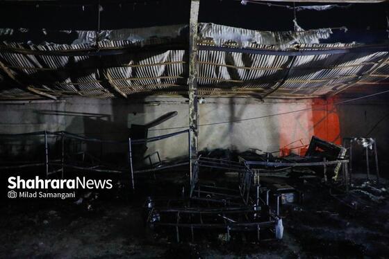 گزارش تصویری | وقوع آتش‌سوزی گسترده در یک کارگاه چوب و تولید مبلمان در مشهد