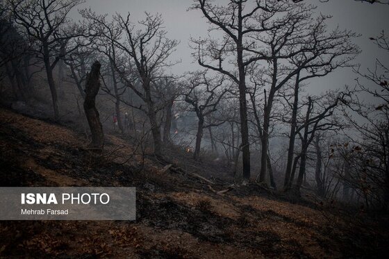 گزارش تصویری | عملیات مهار آتش‌سوزی مناطق کوهستانی روستاهای دلیر و الیت