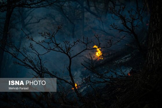 گزارش تصویری | عملیات مهار آتش‌سوزی مناطق کوهستانی روستاهای دلیر و الیت