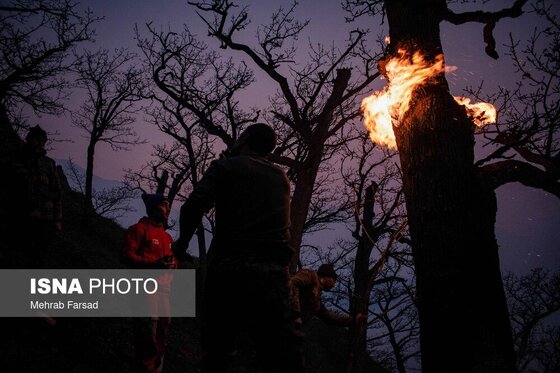گزارش تصویری | عملیات مهار آتش‌سوزی مناطق کوهستانی روستاهای دلیر و الیت