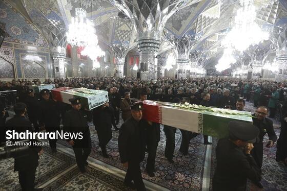 گزارش تصویری | آیین وداع با پیکر ۱۳ شهید گمنام در حرم مطهر رضوی