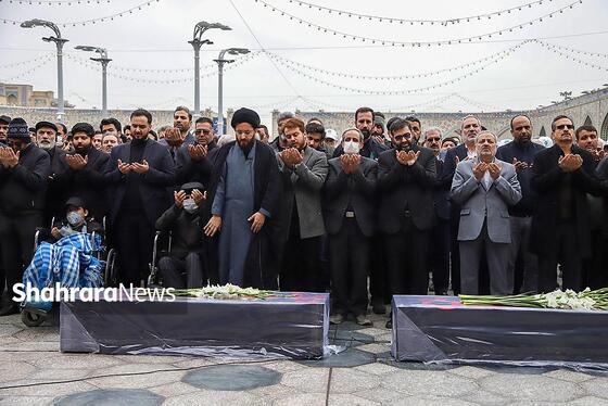 گزارش تصویری | مراسم تشییع پیکر همسر و فرزند معاون رئیس‌جمهور در مشهد