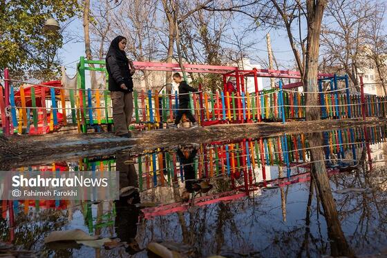 نسرین باقری ، 31 ساله،اپراتور بازیهای باغ ماجراجویی در حال غذا دادن به ماهیهای حوضچه است.