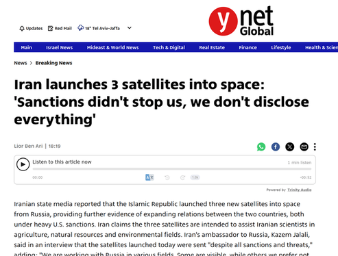 بازتاب جهانی پرتاب همزمان سه ماهواره ایرانی از روسیه