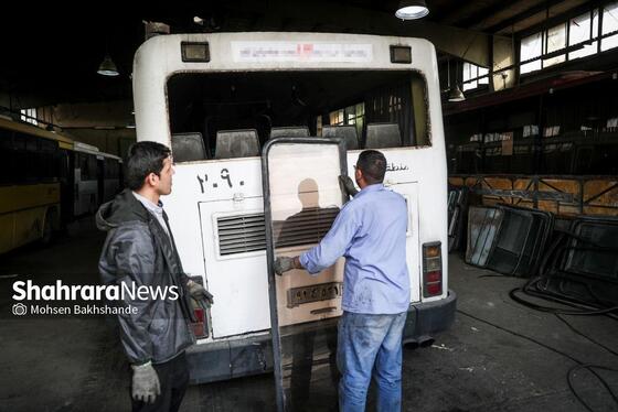 گزارش تصویری | آغاز بازسازی اتوبوس‌های آسیب‌دیده در اغتشاشات اخیر