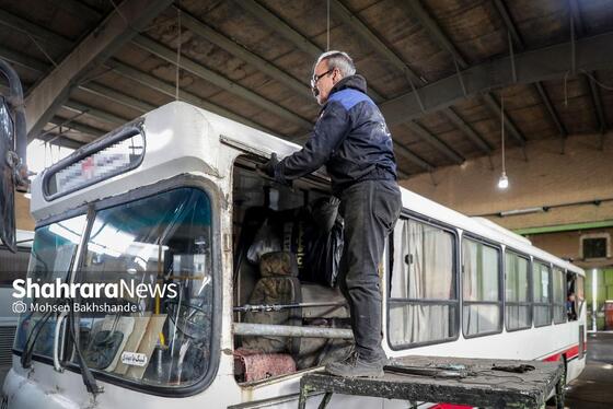 گزارش تصویری | آغاز بازسازی اتوبوس‌های آسیب‌دیده در اغتشاشات اخیر