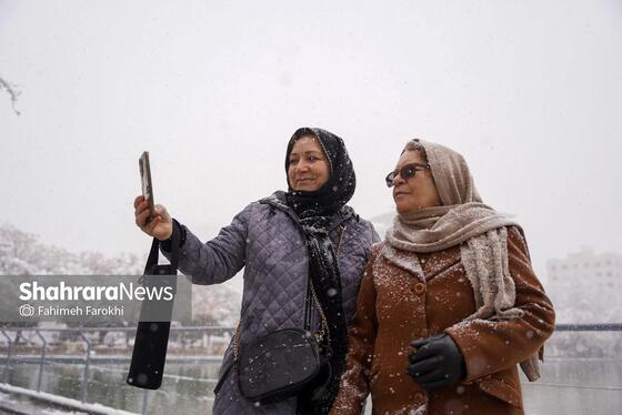 گزارش تصویری | بارش زیبای برف در مشهد