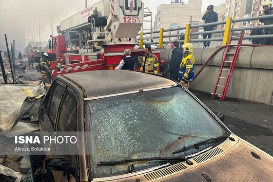 گزارش تصویری | آتش‌سوزی بازارچه جنت‌آباد تهران