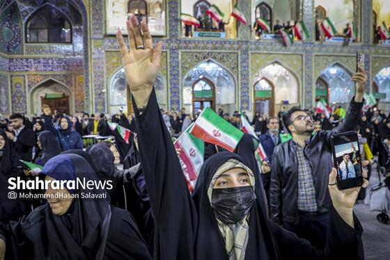 گزارش تصویری | اجتماع مردم مشهد در محکومیت حملات آمریکایی، صهیونی به ایران در حرم مطهر رضوی