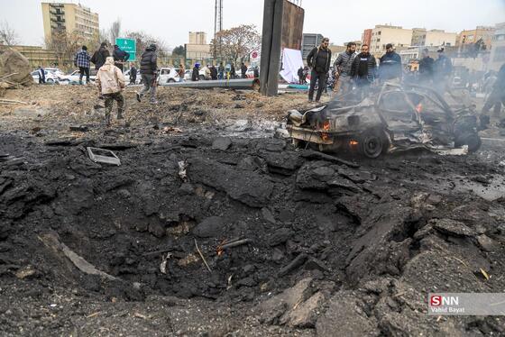 عکس| تصاویر دردناک از حمله موشکی دشمن به اتوبان شهید باقری تهران