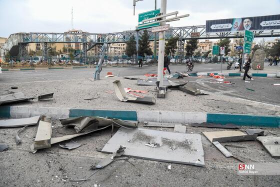 عکس| تصاویر دردناک از حمله موشکی دشمن به اتوبان شهید باقری تهران