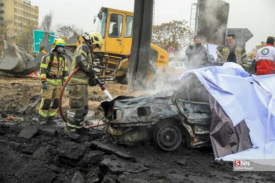 عکس| تصاویر دردناک از حمله موشکی دشمن به اتوبان شهید باقری تهران
