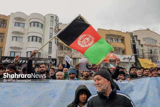 گزارش تصویری | تجمع مهاجران افغانستانی در محکومت جنایت آمریکا و رژیم صهیونیستی مقابل دفتر سازمان ملل در مشهد