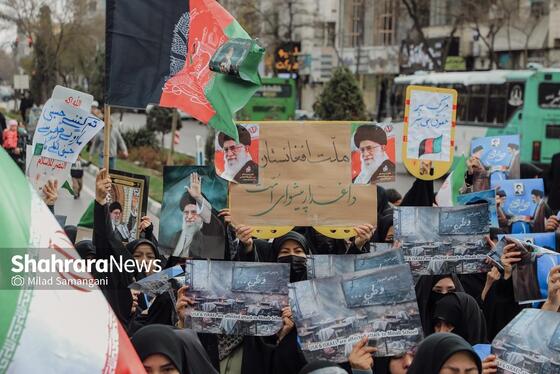 گزارش تصویری | تجمع مهاجران افغانستانی در محکومت جنایت آمریکا و رژیم صهیونیستی مقابل دفتر سازمان ملل در مشهد