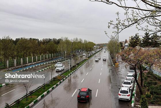 گزارش تصویری | شهر مشهد زیر بارش رحمت الهی در روز ۱۲ فروردین